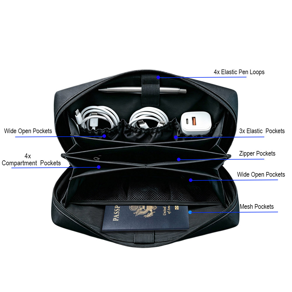 travel organizer for passport and electronics