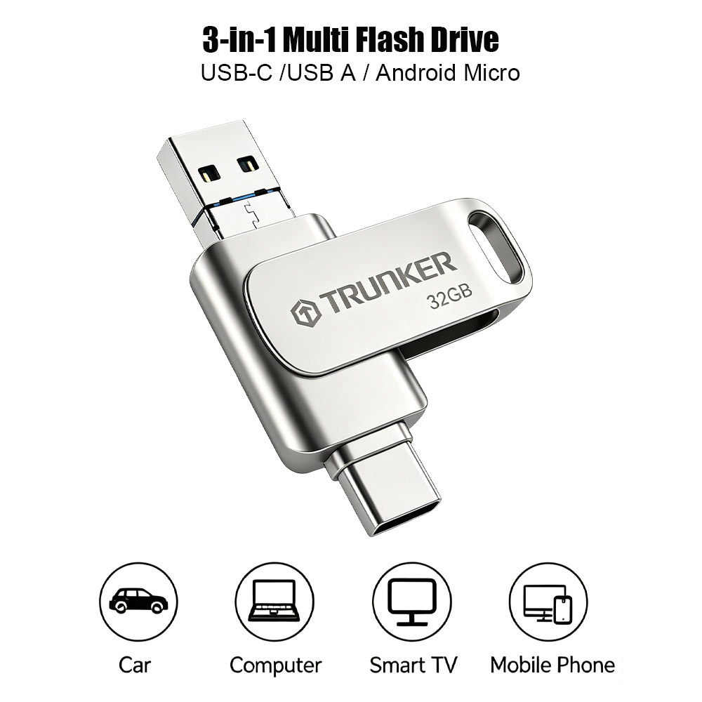 3-in-1 Flash Drive with multiple connectors